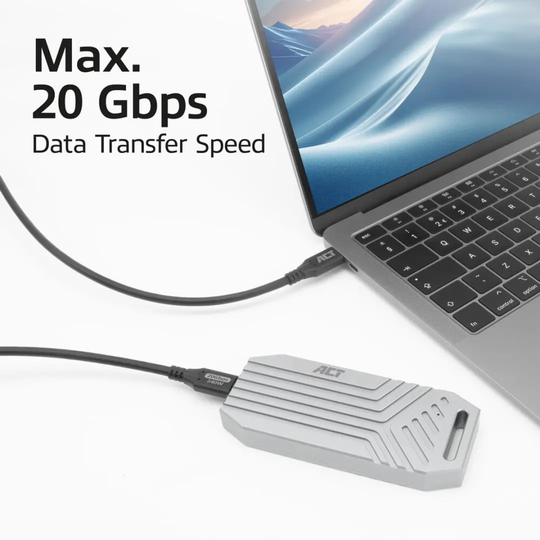 ACT USB4 AC7422 USB-C Kabel 2m - 20Gbps 240W - Zwart