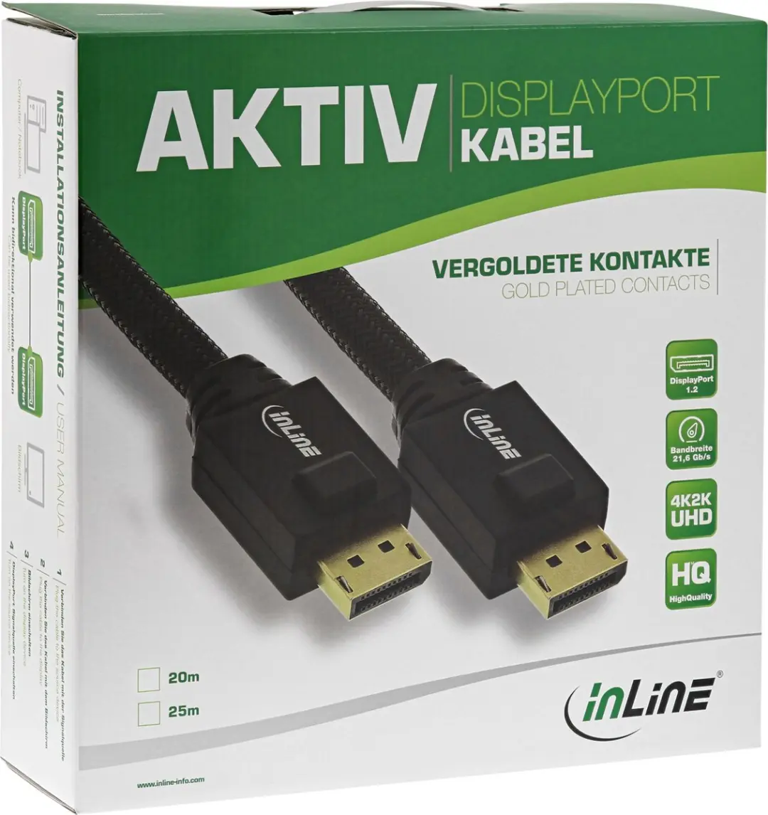 InLine DisplayPort Kabel 1.2 4K60Hz - 25m Zwart