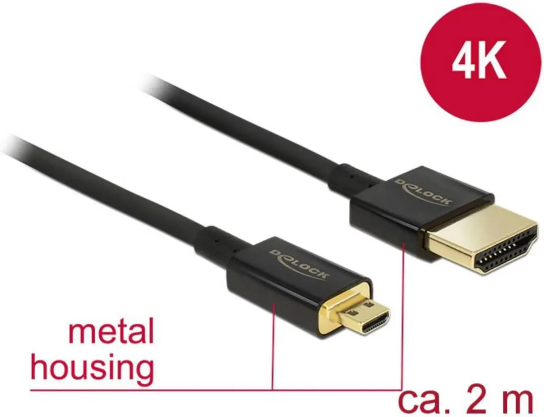 Delock Micro HDMI Kabel 2.0 4K60Hz - 2m - afbeelding 6 van 6