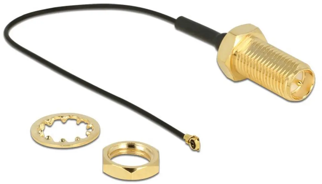 Delock MHF 4 RP-SMA Kabel - Micro Coax 0,81mm - 50 Ohm - 0,10m