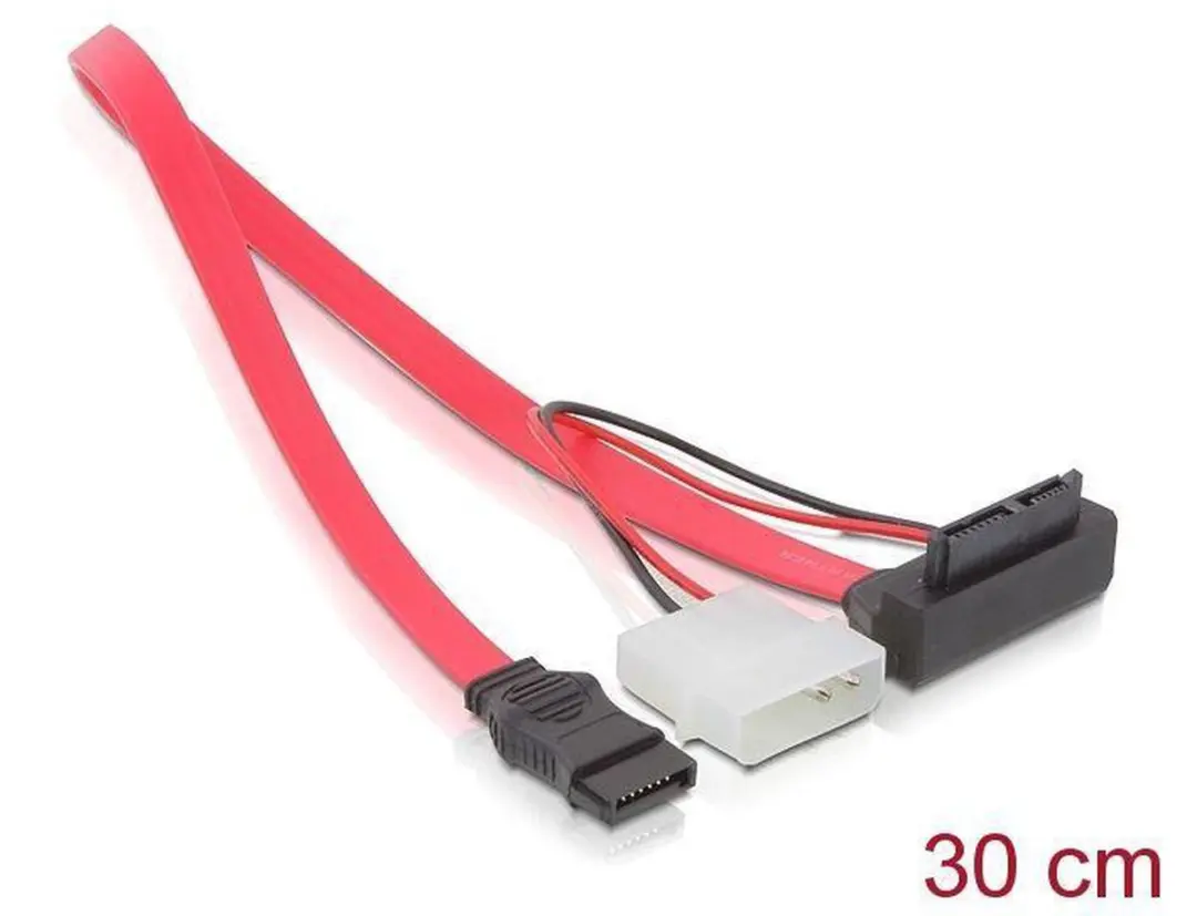Delock SATA Haaks Kabel 6Gbit/s 0,3m - Rood