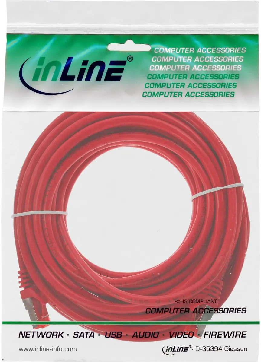 InLine Patchkabel S/FTP Cat.6 10m - Rood