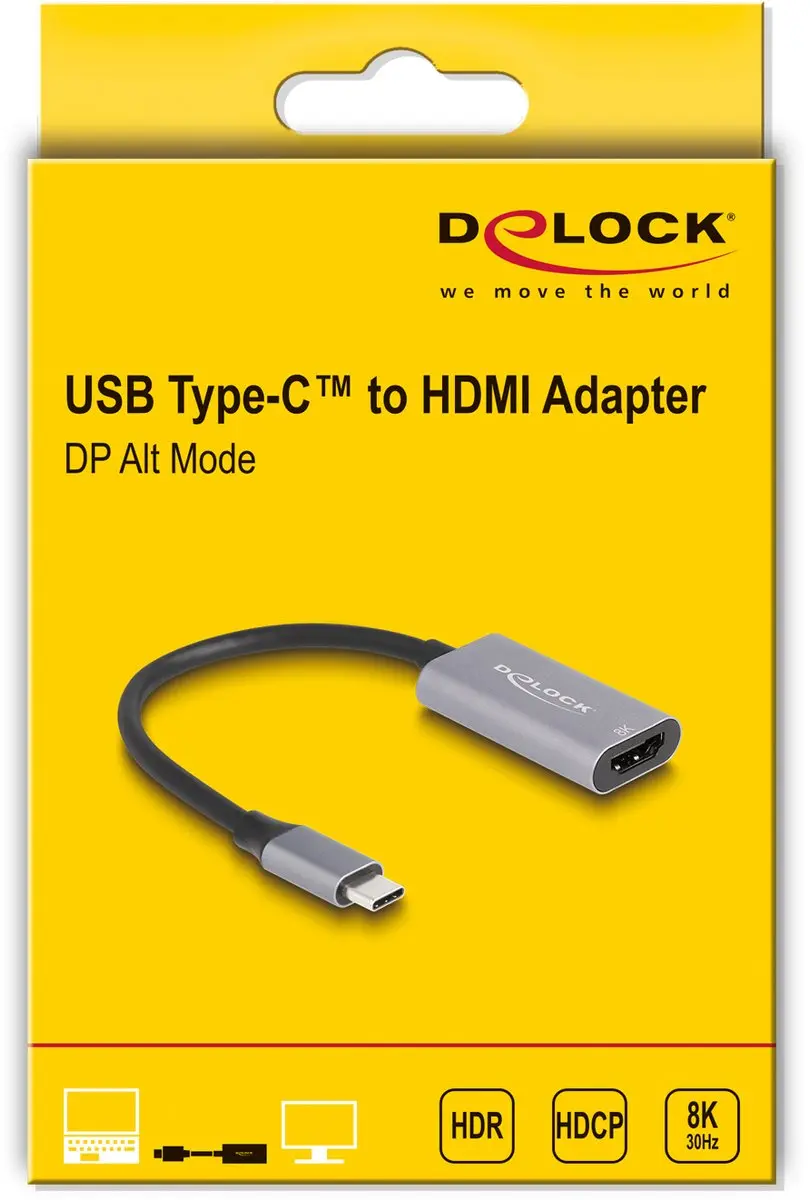 Delock USB-C naar HDMI Adapter 8K HDR - Zwart/Grijs