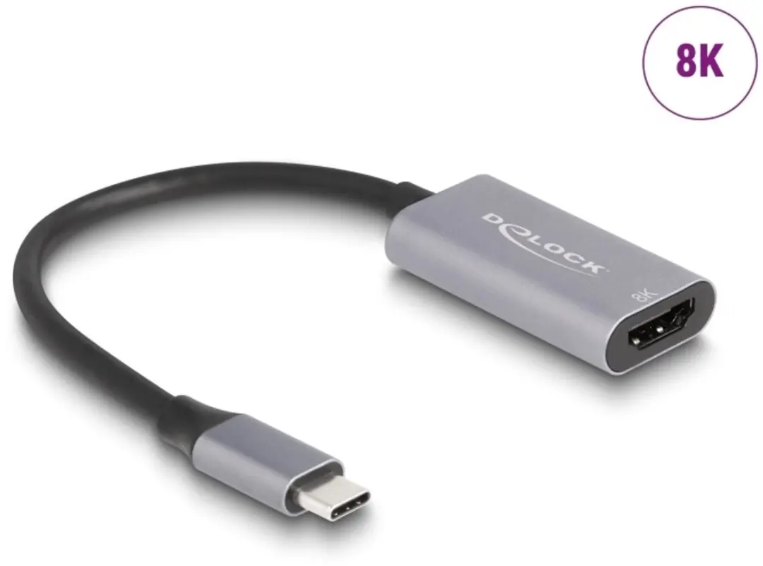 Delock USB-C naar HDMI Adapter 8K HDR - Zwart/Grijs