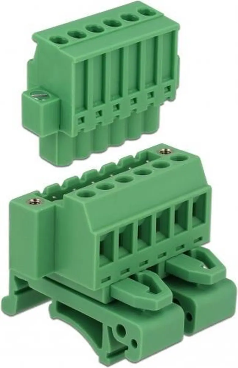Delock Terminalblokset 6-polig DIN-rail - Groen
