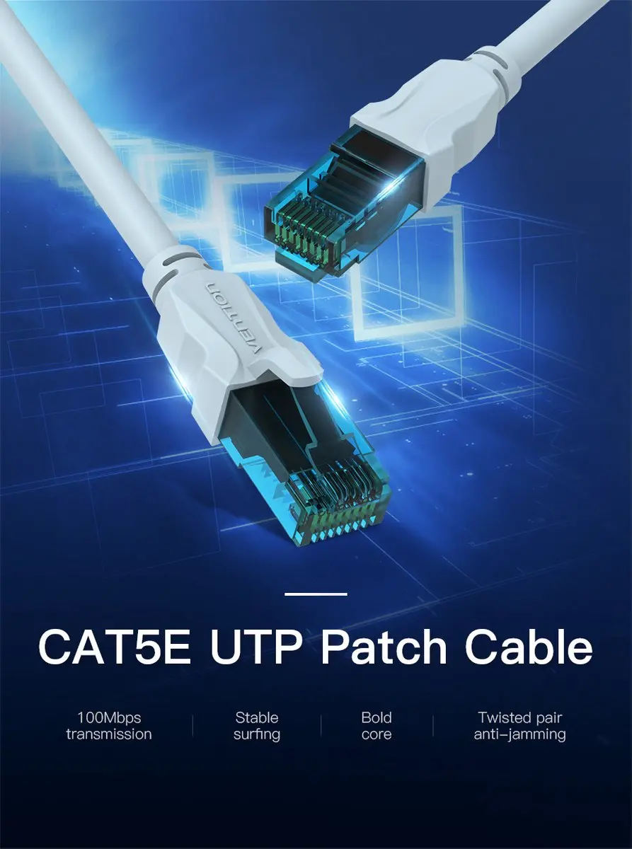 Vention VAP-A10-S075 Netwerkkabel Cat5e U/UTP 0,75m - Blauw/Grijs