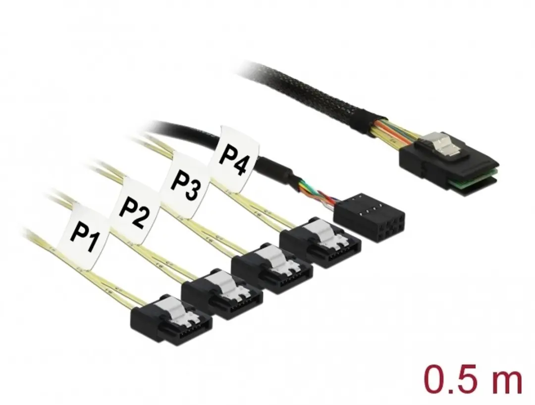 Delock Mini SAS naar 4x SATA Reverse 0.5m