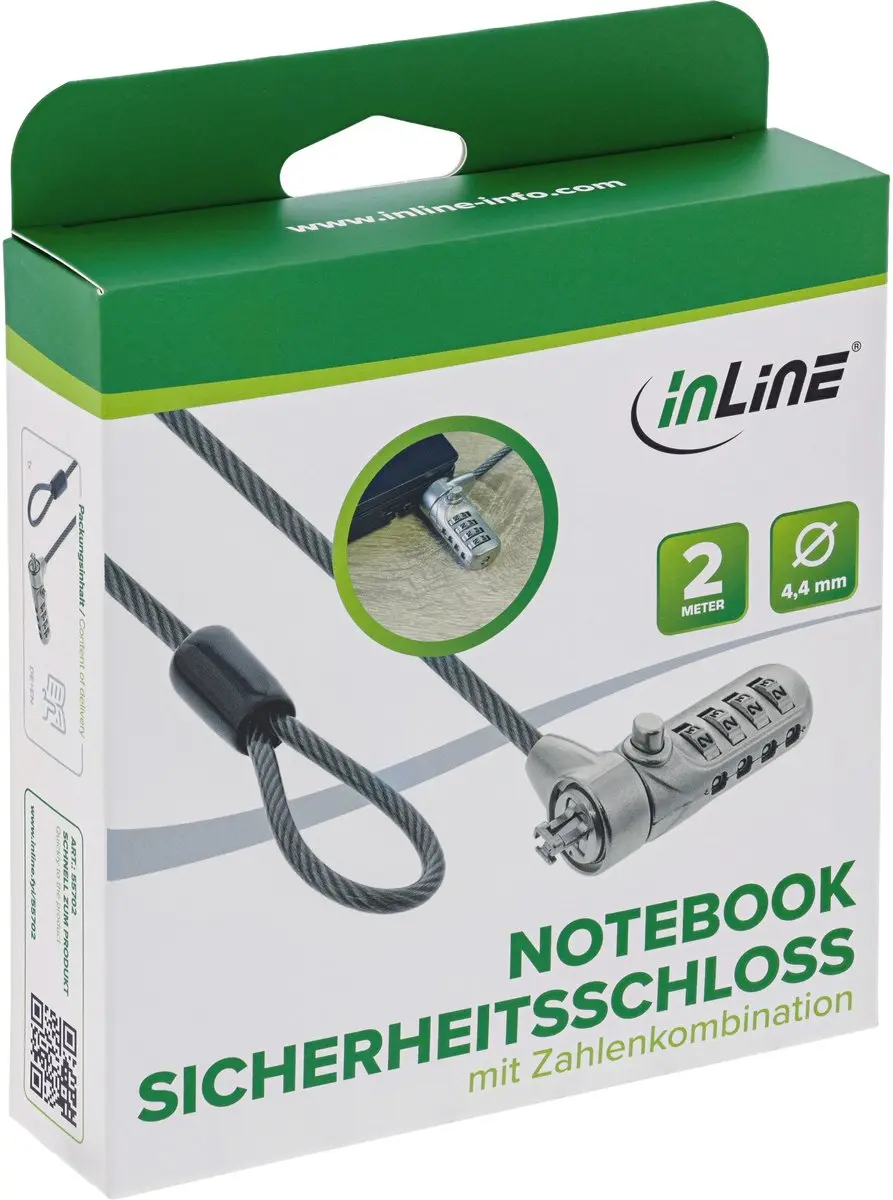 InLine Notebook-Veiligheidsslot Combinatie 2m