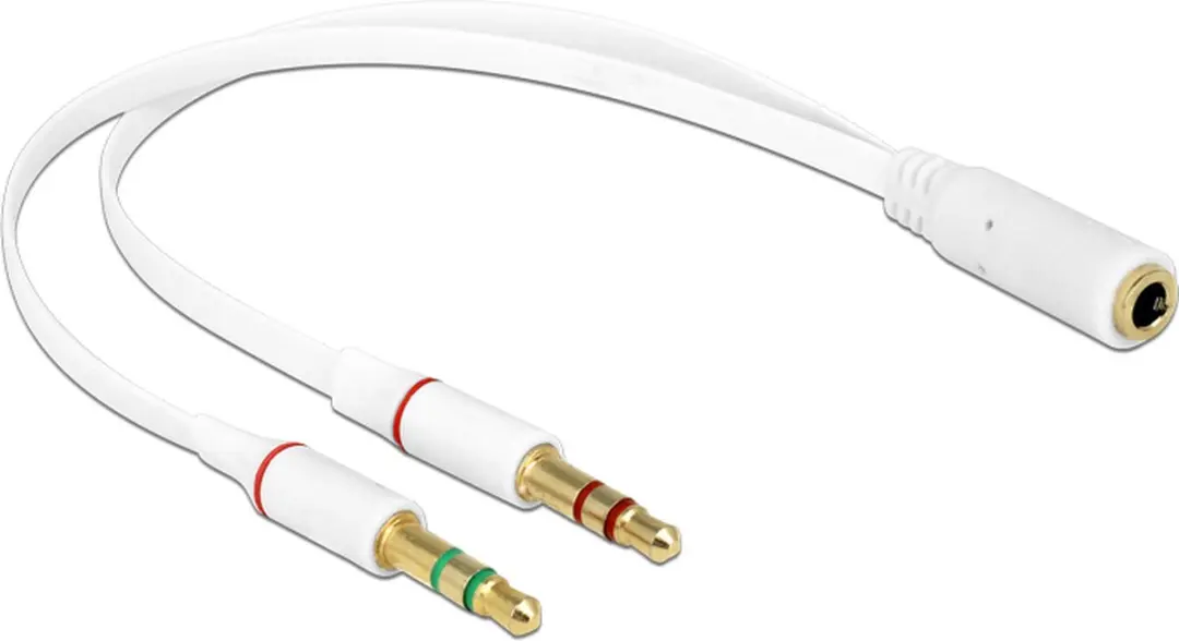 Delock 3,5mm Headsetadapter CTIA/AHJ - Verguld - Wit - 0,20m