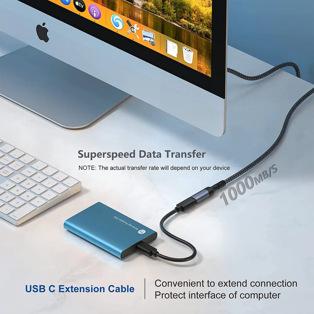 NÖRDIC USBC-N1166 USB-C Verlengkabel 1m - 100W PD - 10Gbps