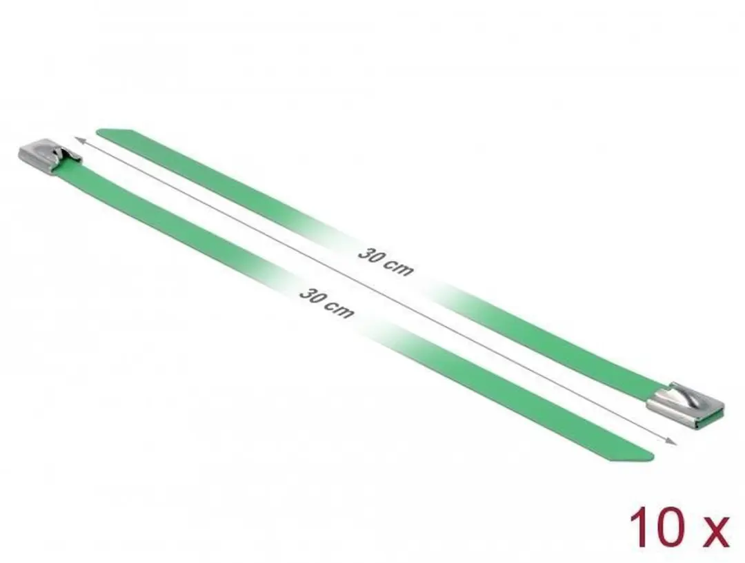 Delock Roestvrijstalen Kabelbinders 300x7,9mm - Groen - 10 Stuks