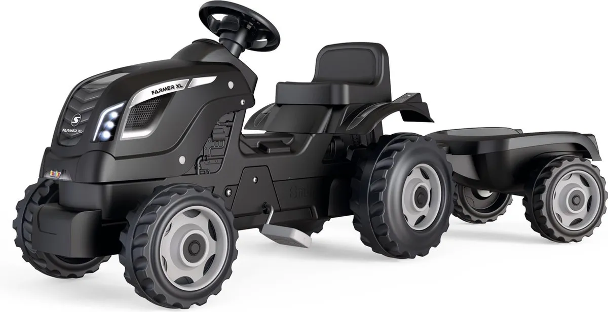 Smoby Farmer XL Tractor met trailer - Zwart