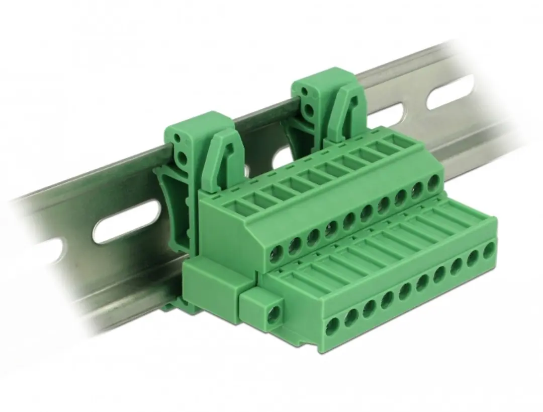 Delock Terminalblokset 10-polig DIN-rail - Groen - 65941