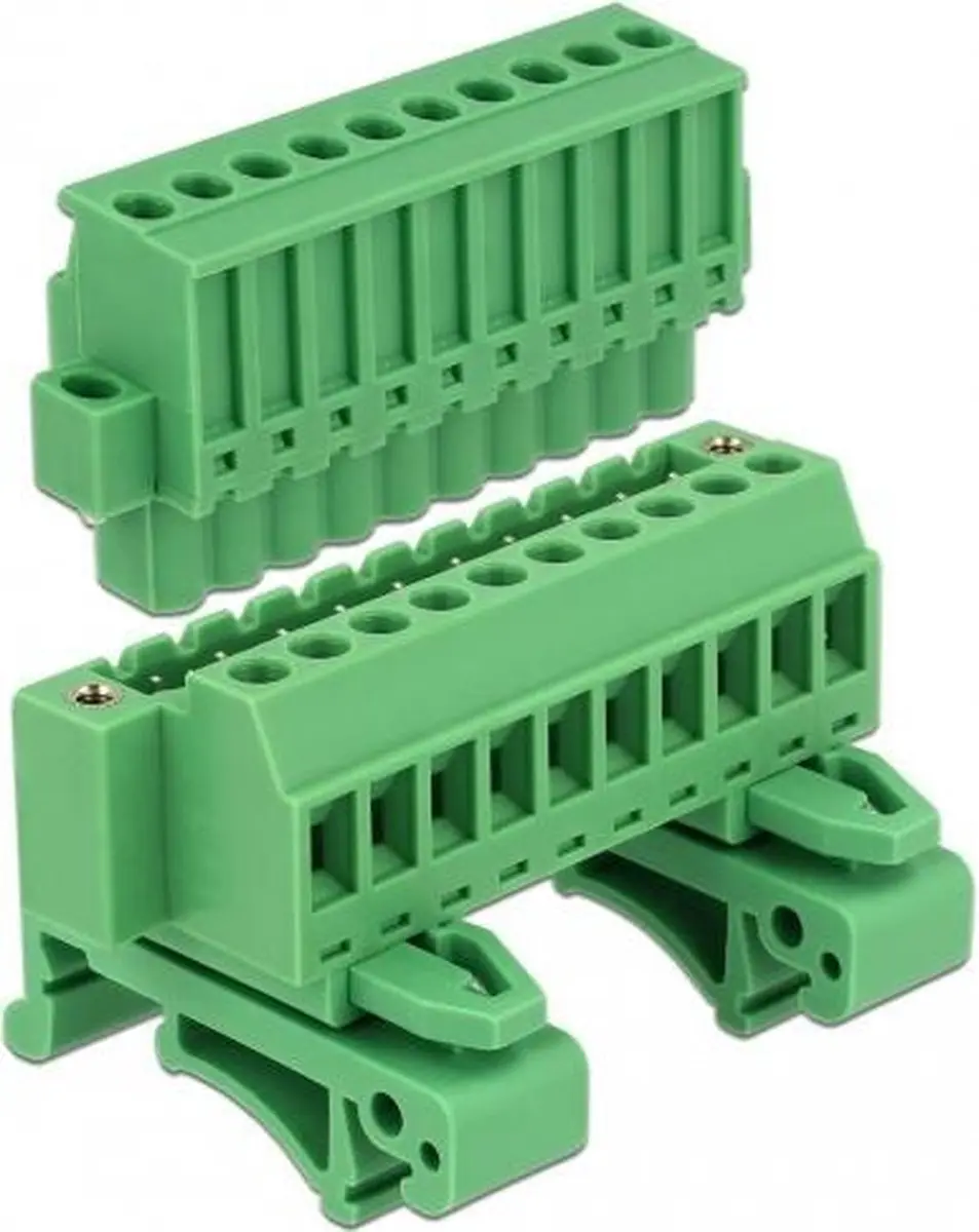 Delock Terminalblokset 10-polig DIN-rail - Groen - 65941