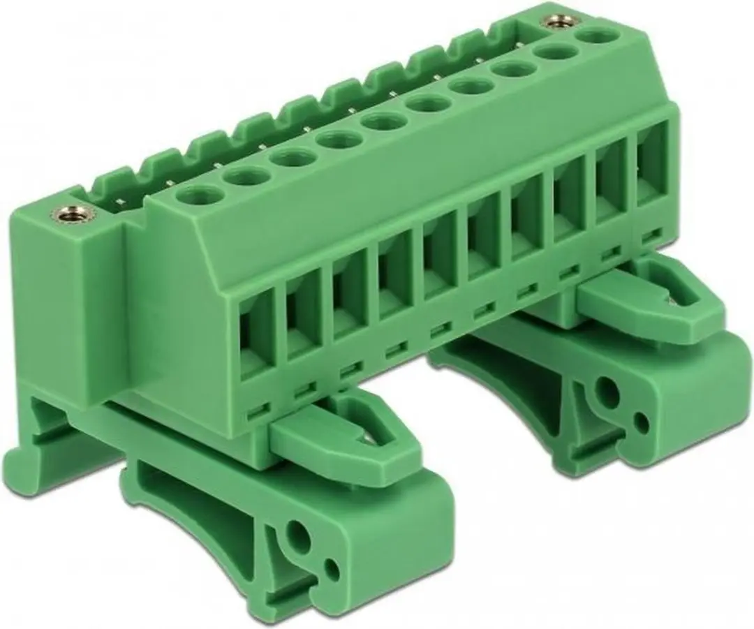 Delock Terminalblokset 10-polig DIN-rail - Groen - 65941