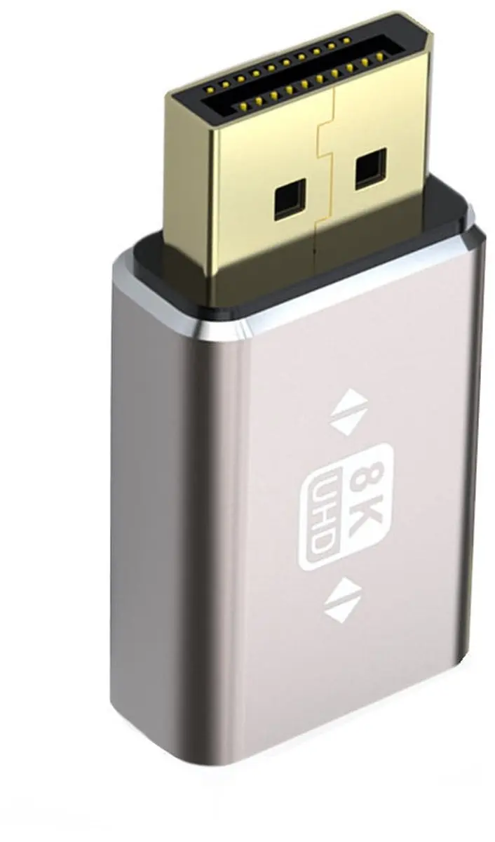 NÖRDIC DisplayPort Adapter Male naar Female DP-406 - 8K60Hz - Grijs