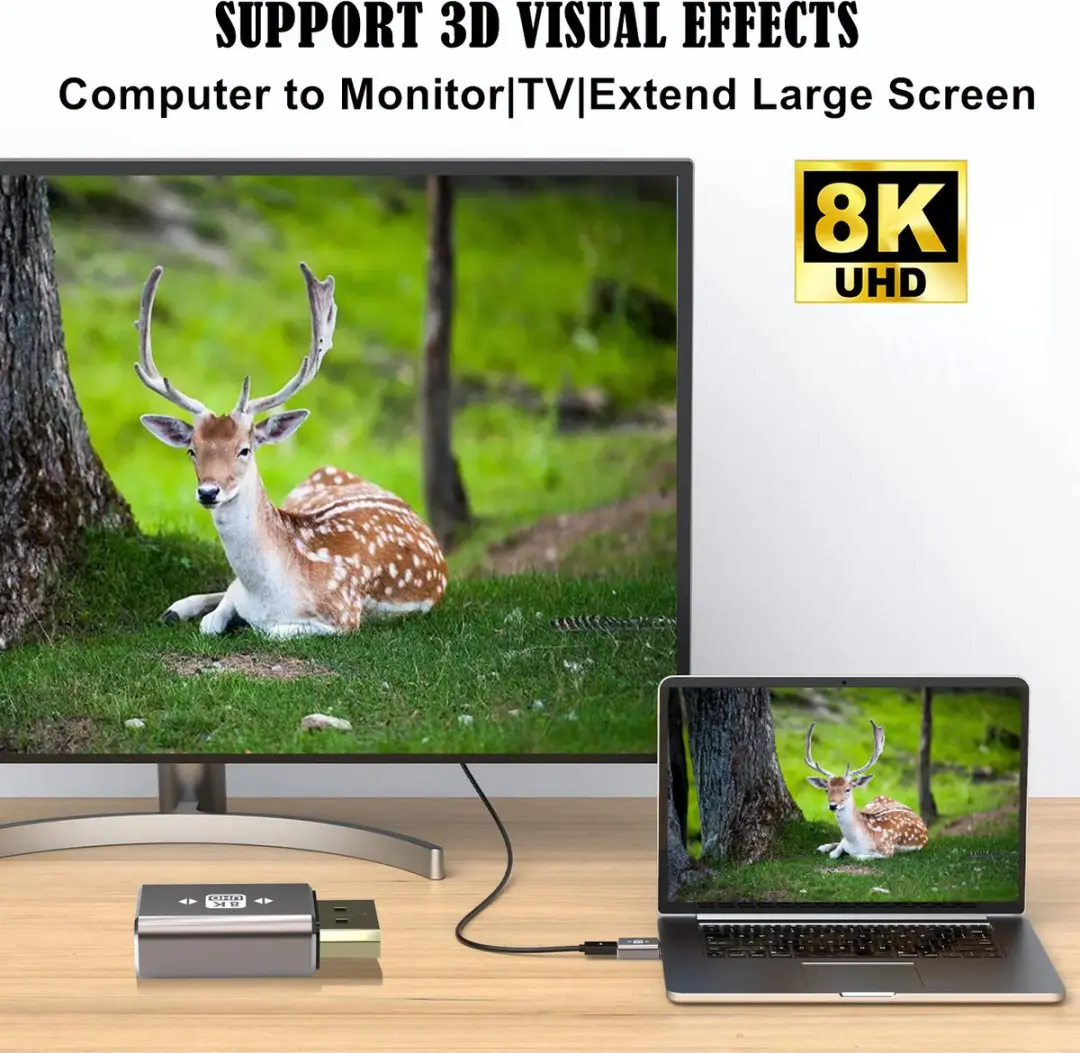 NÖRDIC DisplayPort Adapter Male naar Female DP-406 - 8K60Hz - Grijs