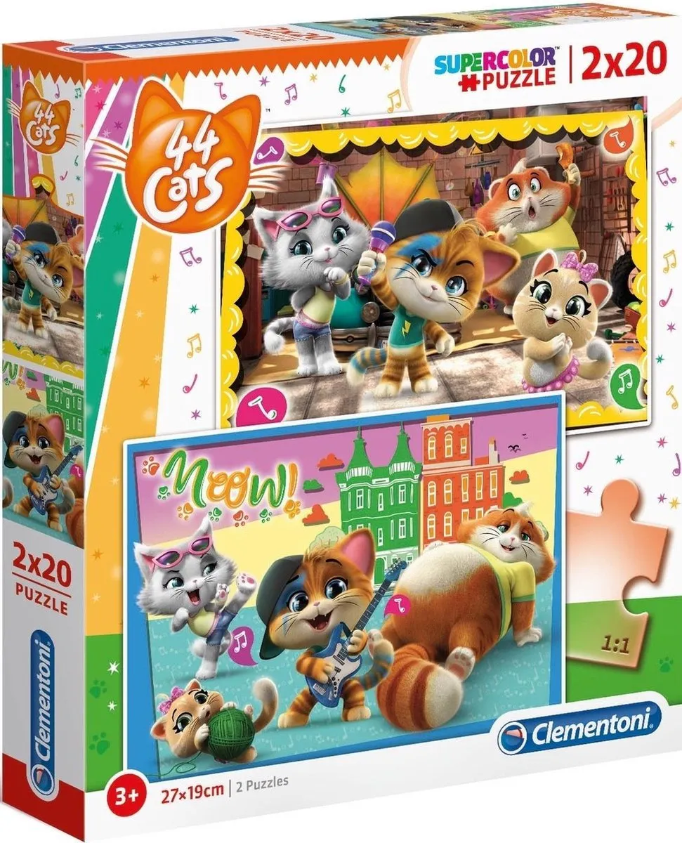 Clementoni 44 Cats Kinderpuzzel 20 Stuks - 27x19cm - Multicolor - afbeelding 3 van 3
