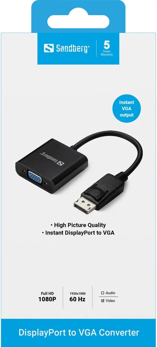 Sandberg 508-43 DisplayPort naar VGA Adapter - Zwart