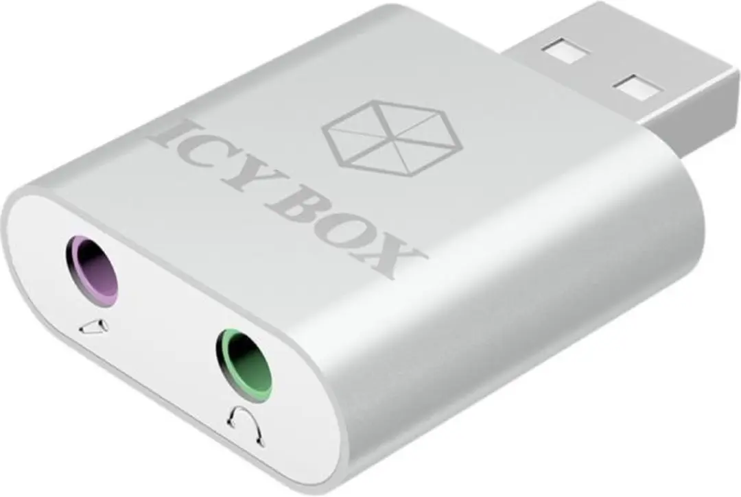 Icy Box 2x 3.5mm Stereo Jack naar USB Adapter - Wit - afbeelding 6 van 6