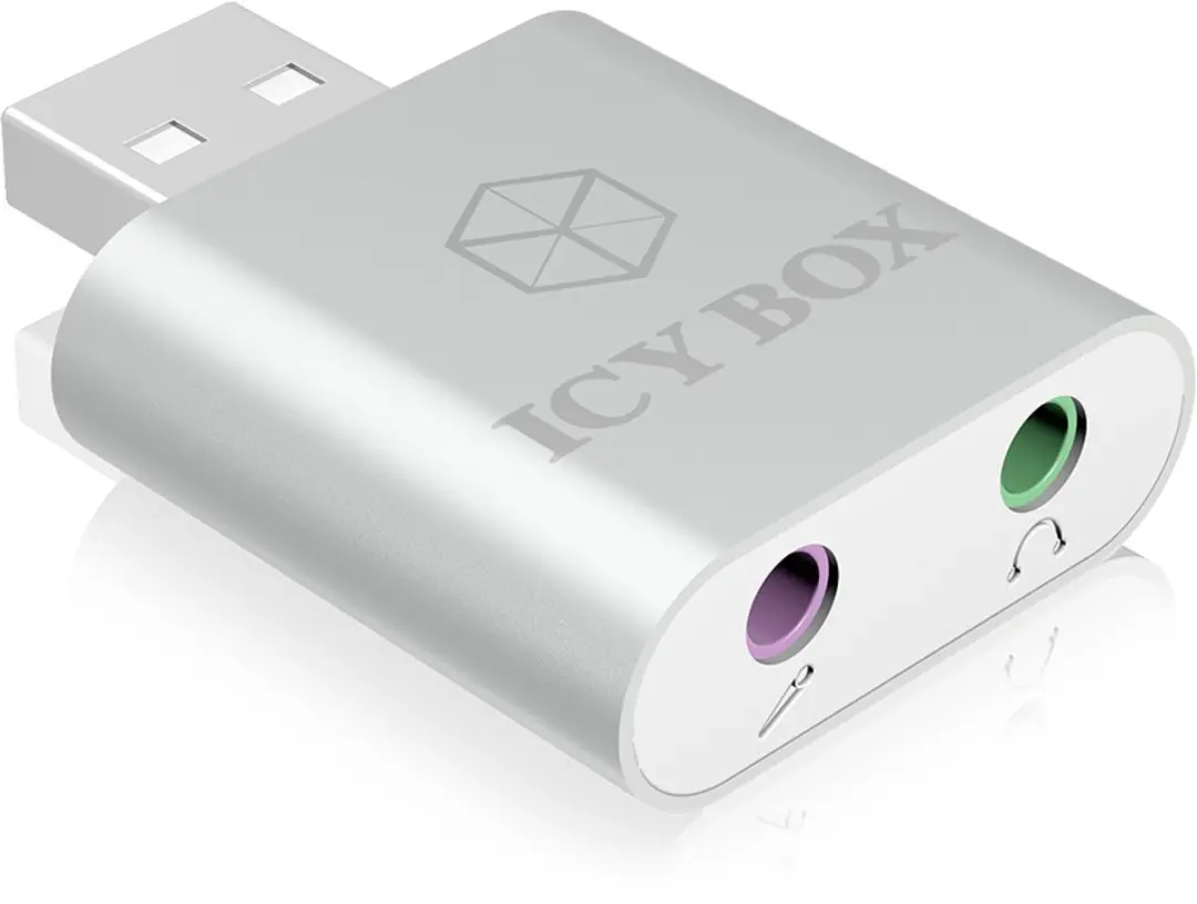 Icy Box 2x 3.5mm Stereo Jack naar USB Adapter - Wit