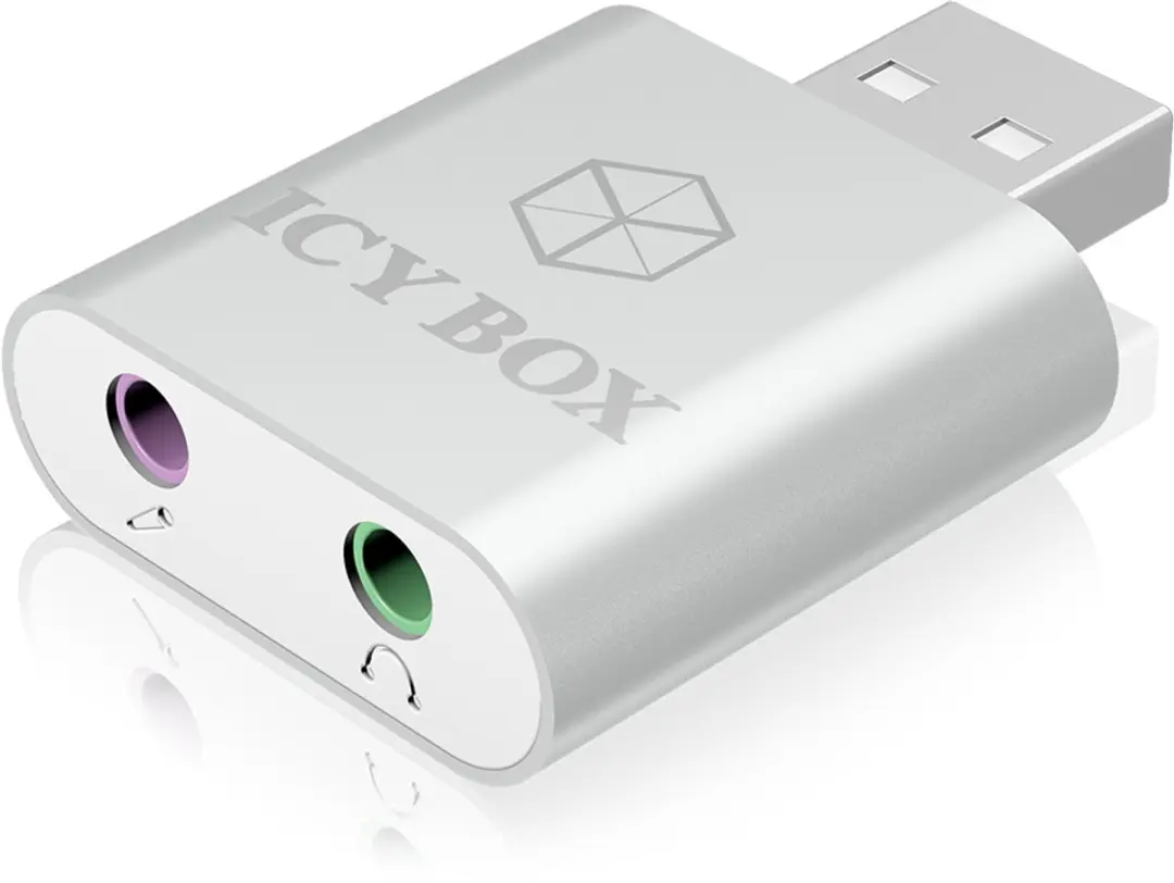 Icy Box 2x 3.5mm Stereo Jack naar USB Adapter - Wit