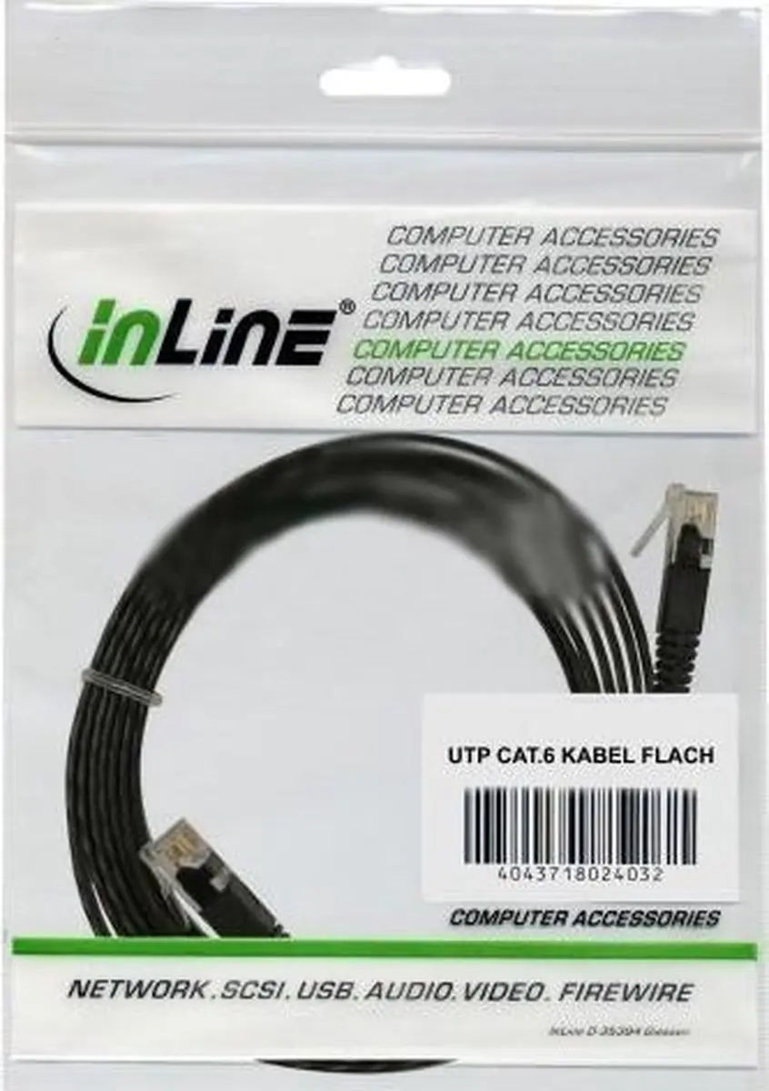InLine Patchkabel U/UTP Cat.6 1m - Zwart