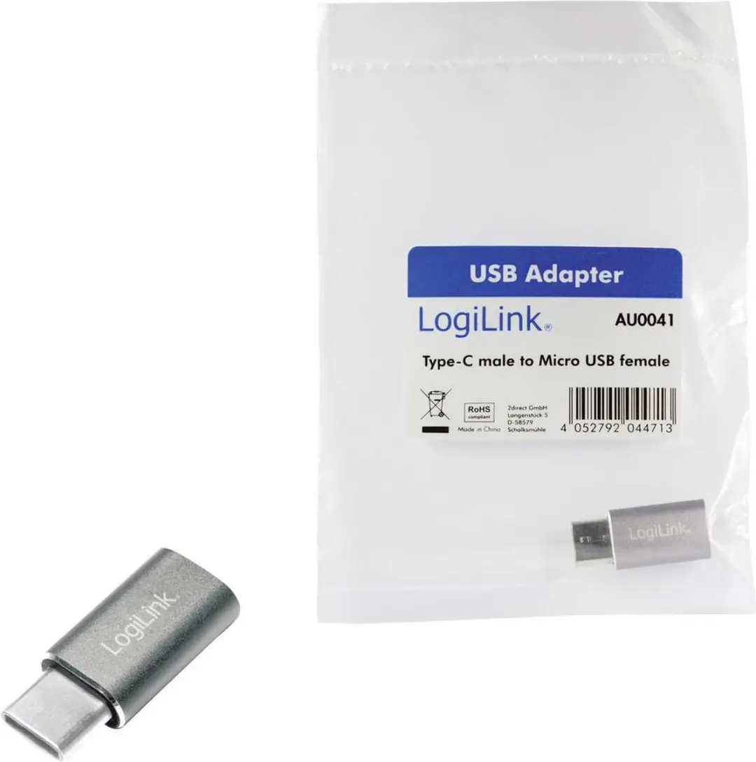 Logilink AU0041 USB3.1C naar USB 2.0 Micro-B Adapter - Zilver