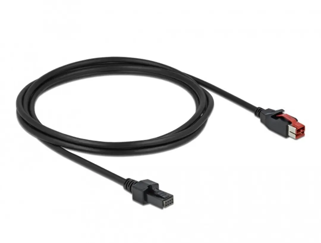 Delock PoweredUSB Kabel 24V naar 2x4-pin - 2m - Zwart
