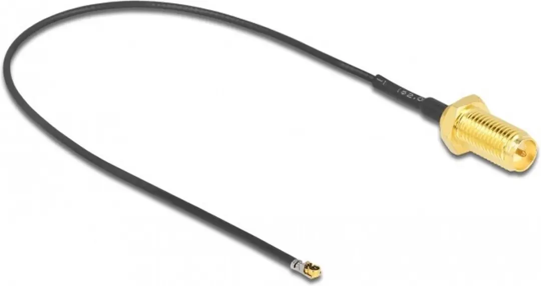 Delock MHF 4L LK RP-SMA Kabel - Micro Coax 1,37mm - 0,20m - Zwart