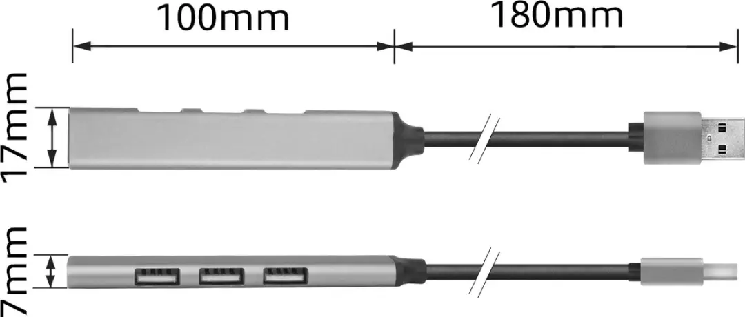 ACT AC6325 USB-Hub - 3x USB-A 2.0 + 1x USB-A 3.0 Grijs