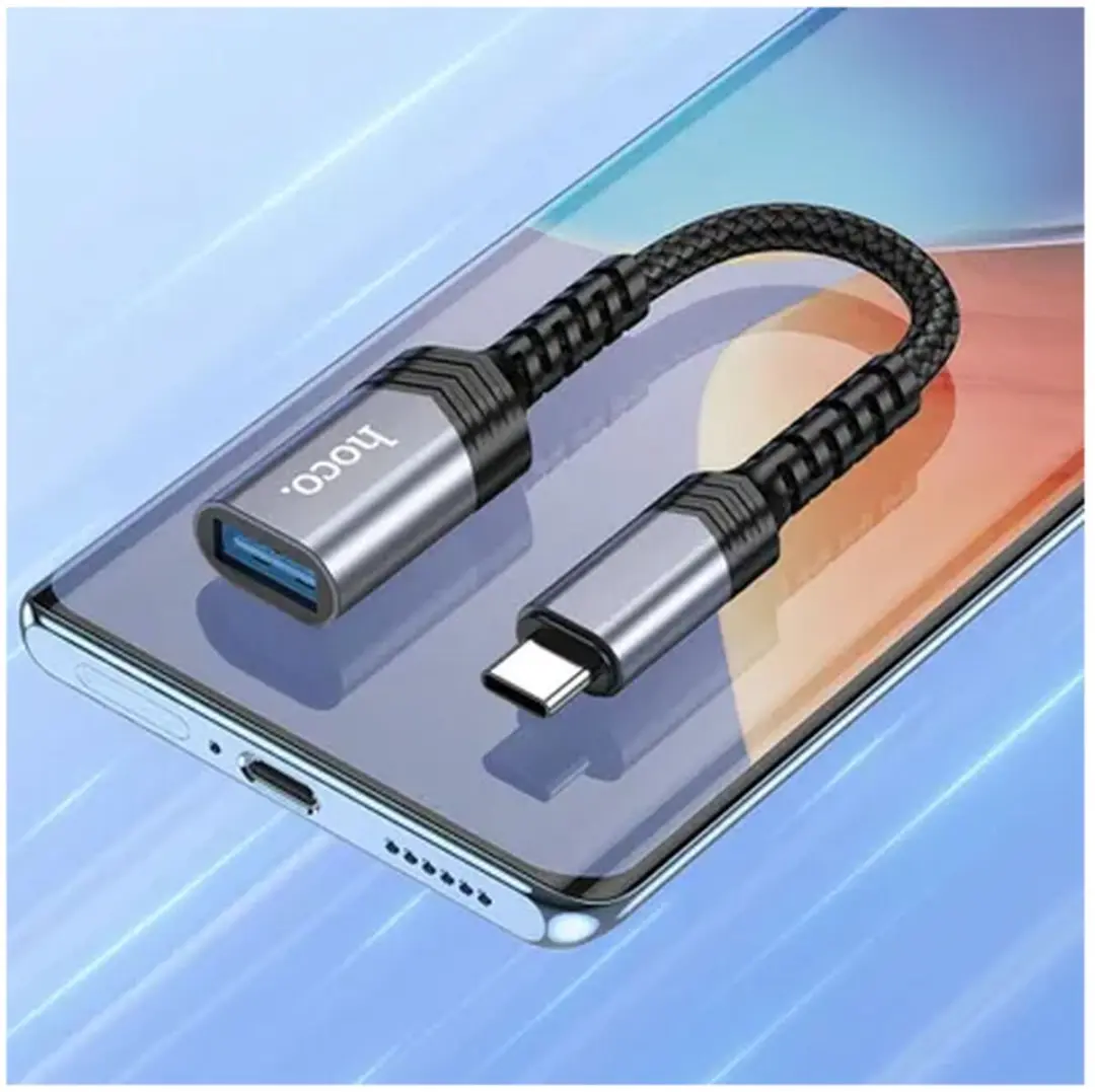 Hoco UA24 USB-C naar USB-A 3.0 Converter - Zwart/Grijs