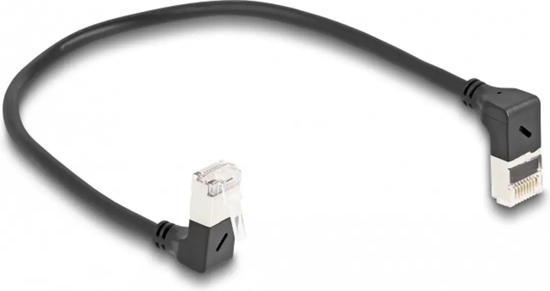 Delock Cat.6A S/FTP RJ45 Kabel 90° - 0,25m - Zwart