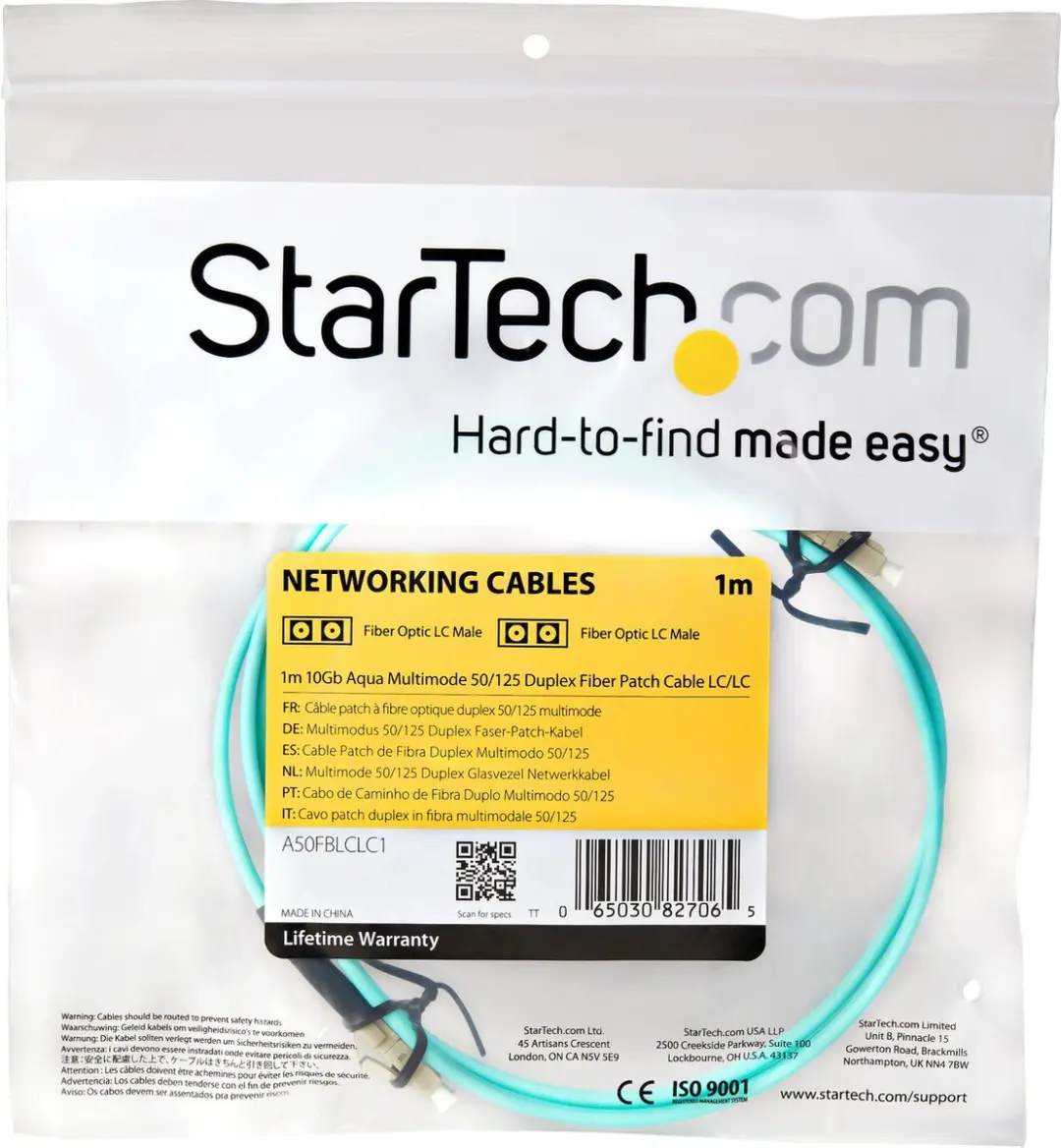 Startech A50FBLCLC1 Glasvezelkabel 10Gb 1m LC-LC - Aqua