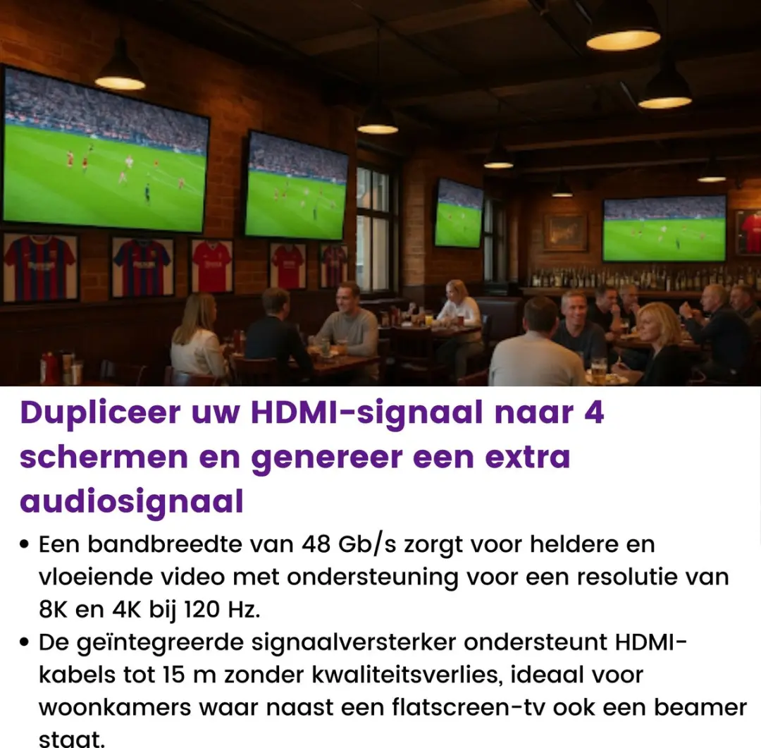 Marmitek Split 814 Pro HDMI Splitter 8K 60Hz - 1 in 4 uit Antraciet