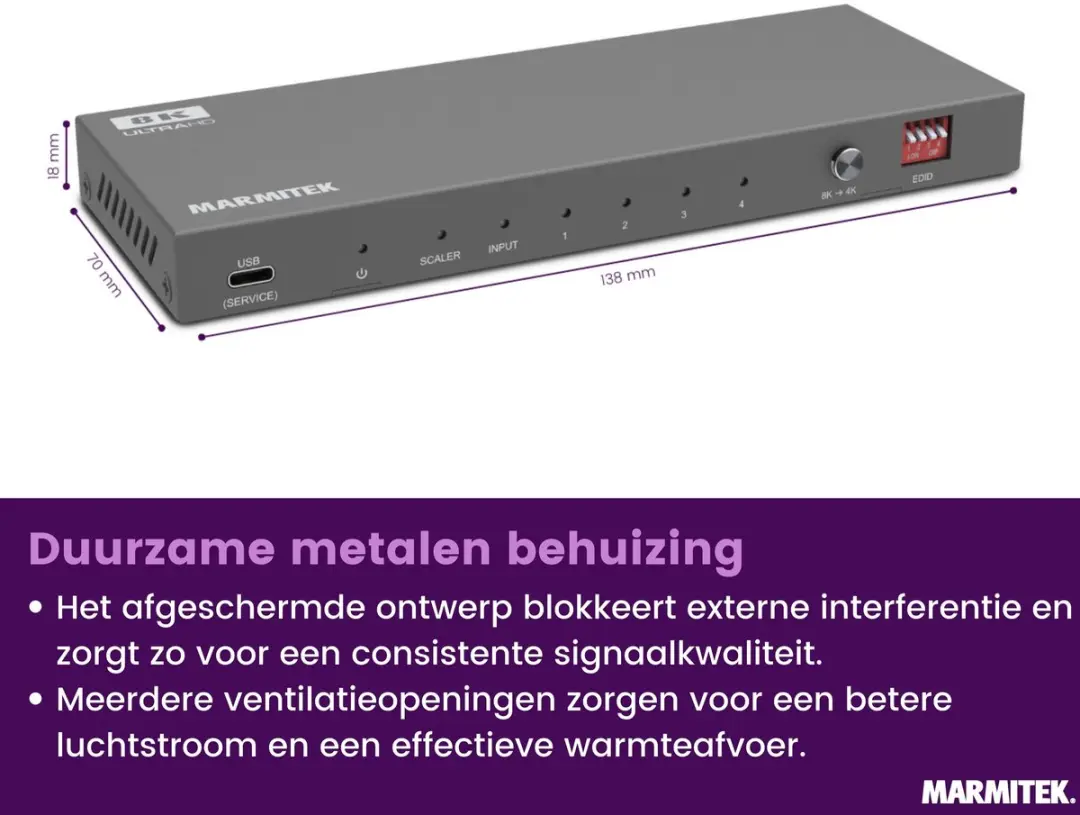 Marmitek Split 814 Pro HDMI Splitter 8K 60Hz - 1 in 4 uit Antraciet