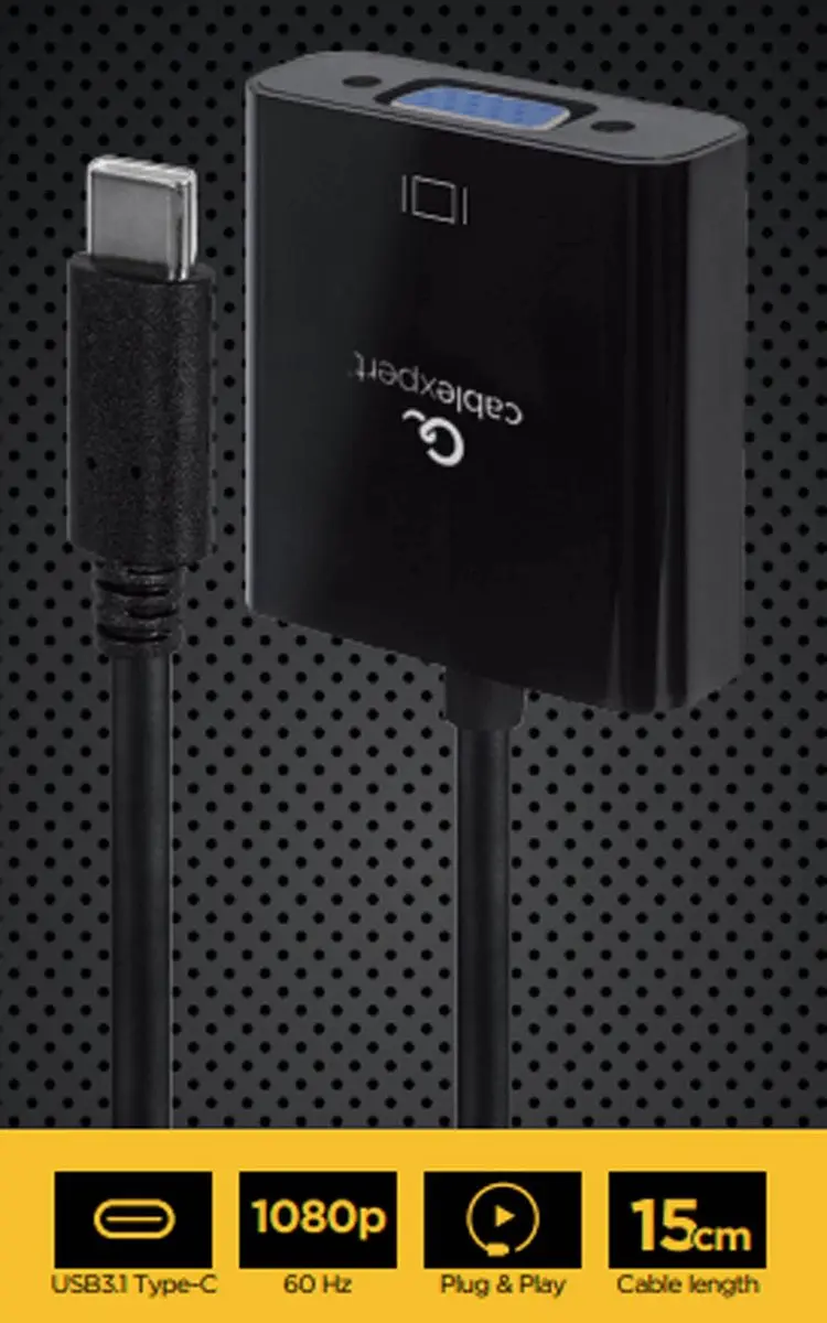 Gembird USB-C naar VGA Adapterkabel 15cm