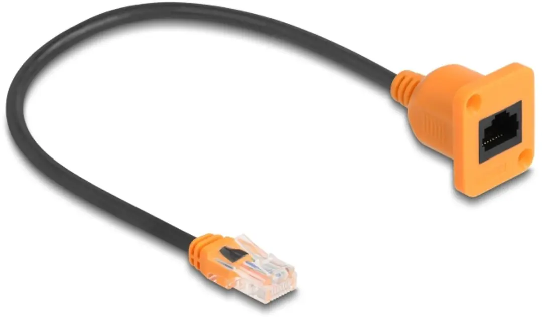 Delock D-Type RJ45 Kabelstekker naar Jack Cat.5e UTP - 30cm - Zwart/Oranje