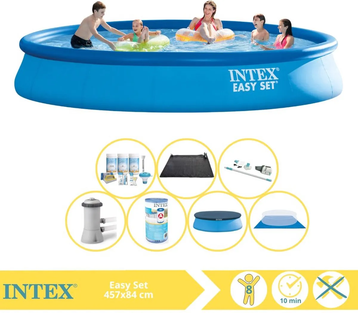 Intex Easy Set 28158GN Opblaaszwembad 457x84cm - Blauw - 9792L