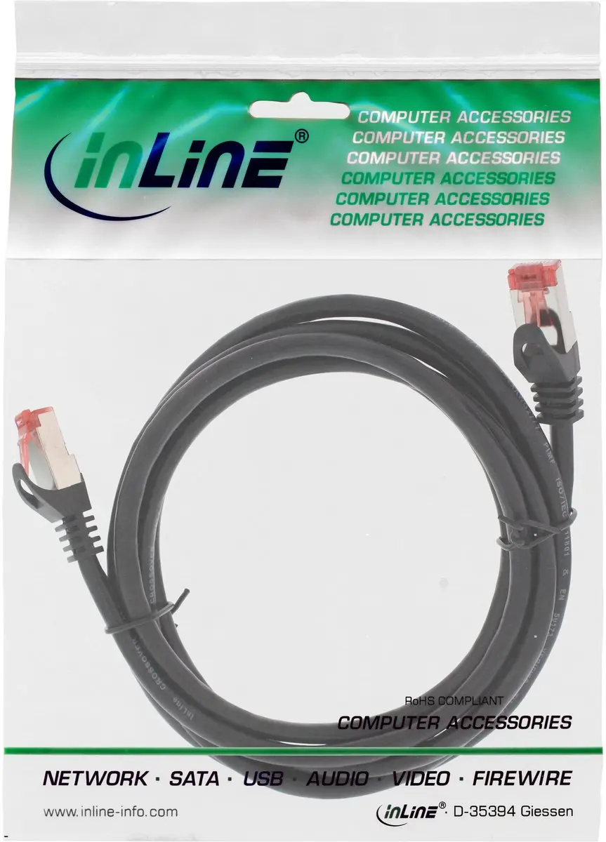 InLine S/FTP CAT6 Gigabit Crosskabel - 10m - Zwart