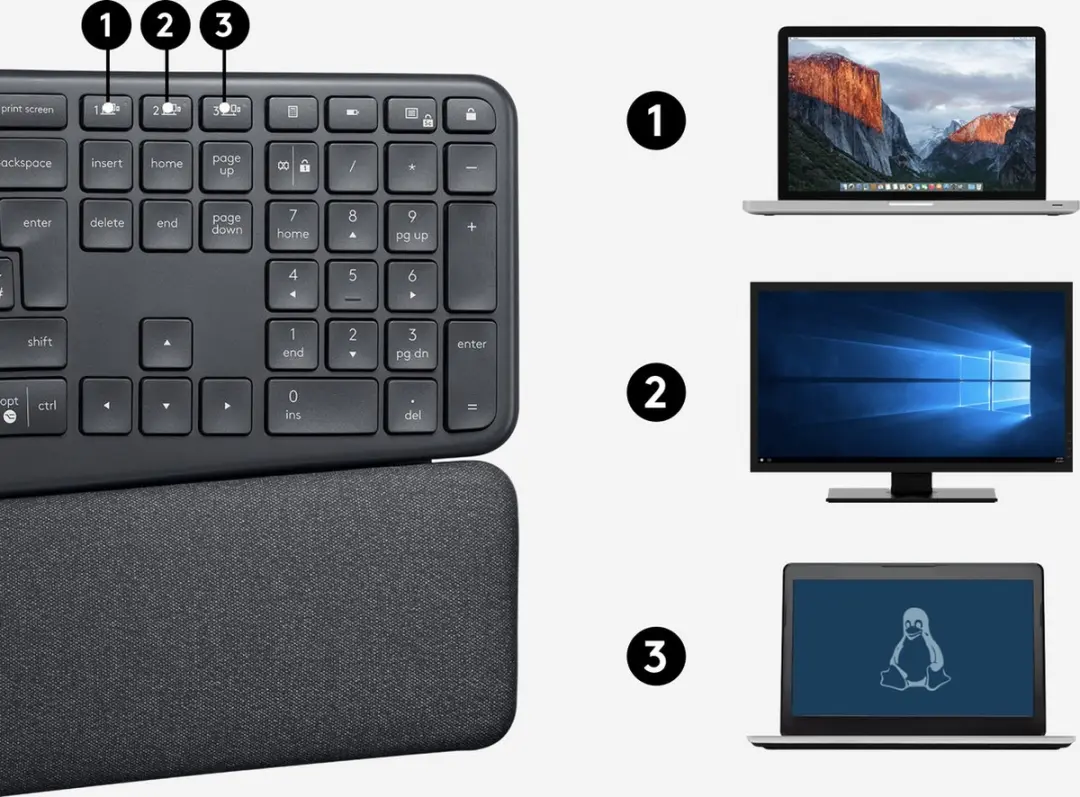 Logitech ERGO K860 Toetsenbord - Bluetooth - QWERTZ - Grafiet - afbeelding 6 van 6