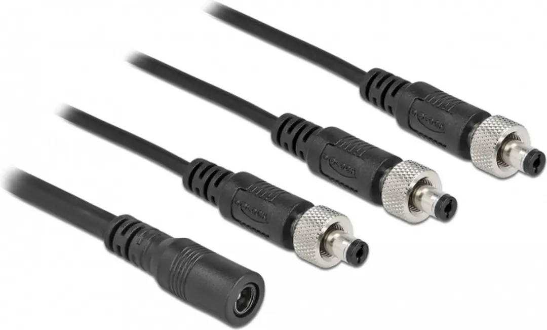 Delock DC Splitter 5.5x2.1mm - 1x Female naar 3x Male Zwart