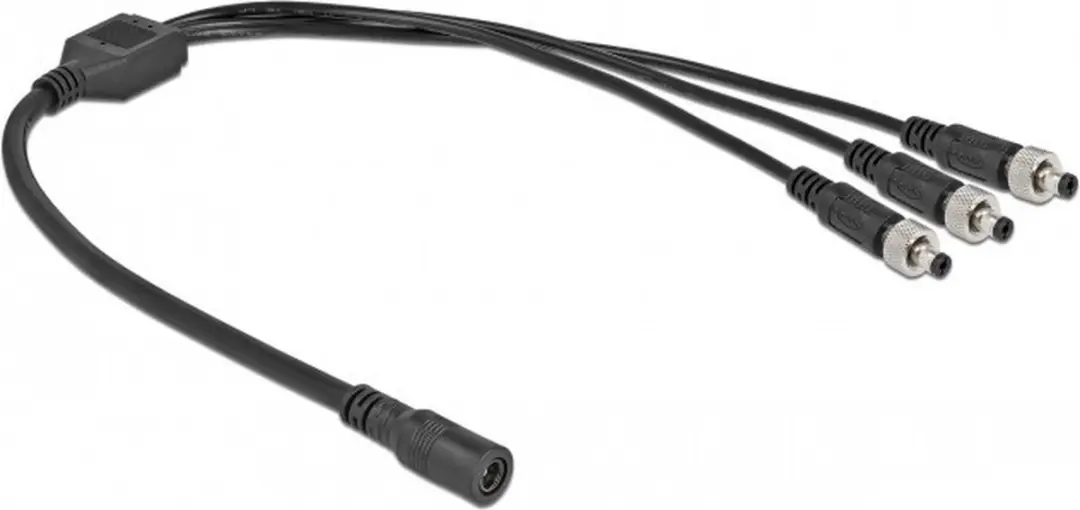 Delock DC Splitter 5.5x2.1mm - 1x Female naar 3x Male Zwart