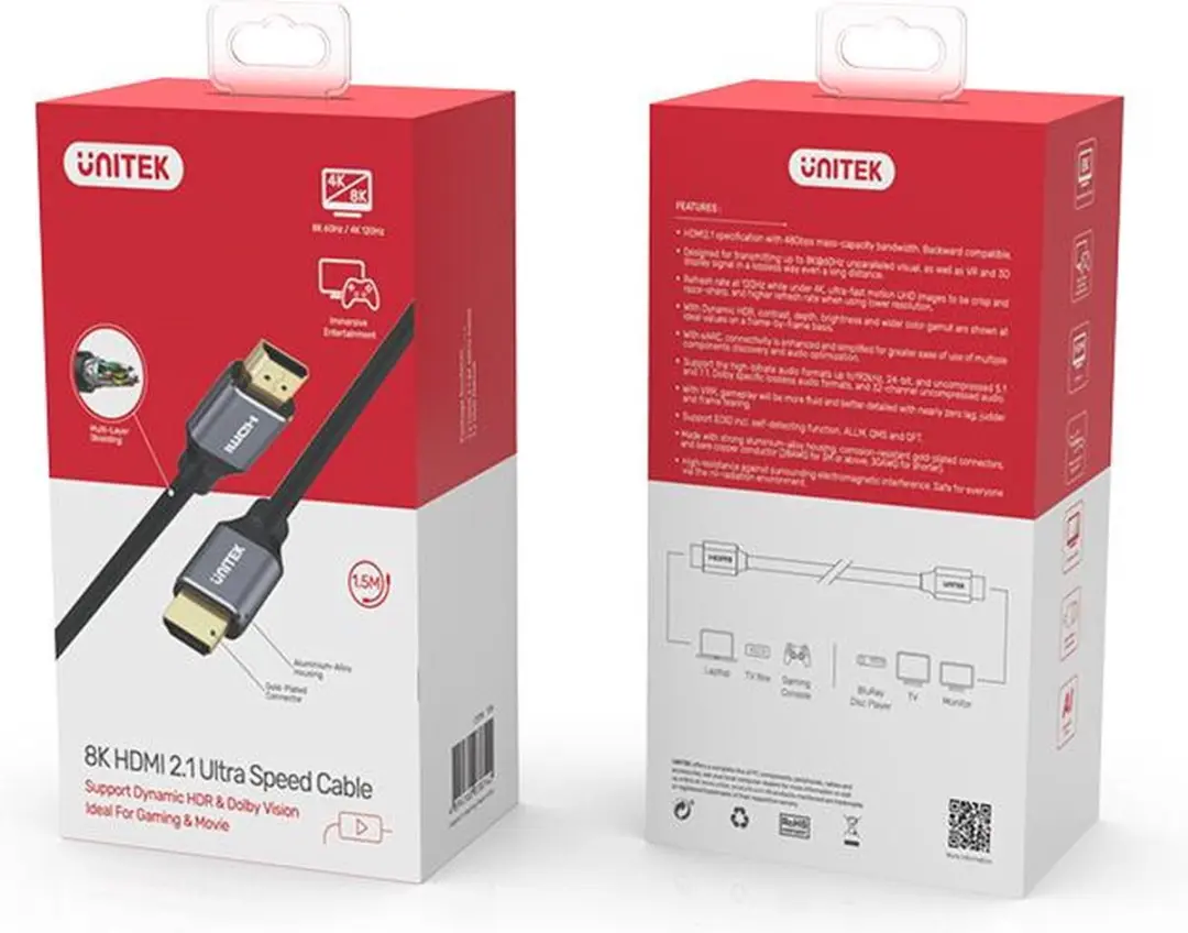 UNITEK C138W HDMI Kabel 2m - Type A - Zwart/Grijs