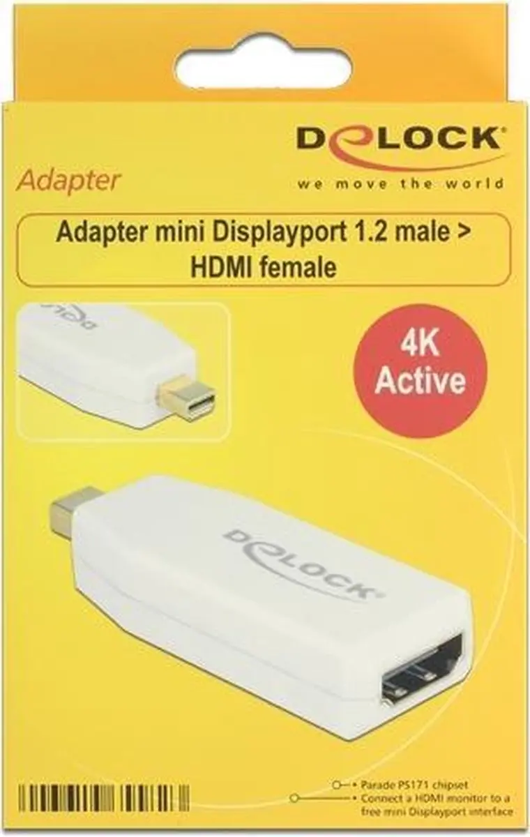 Delock Mini DisplayPort naar HDMI Adapter 65582 - 4K 30Hz - Wit