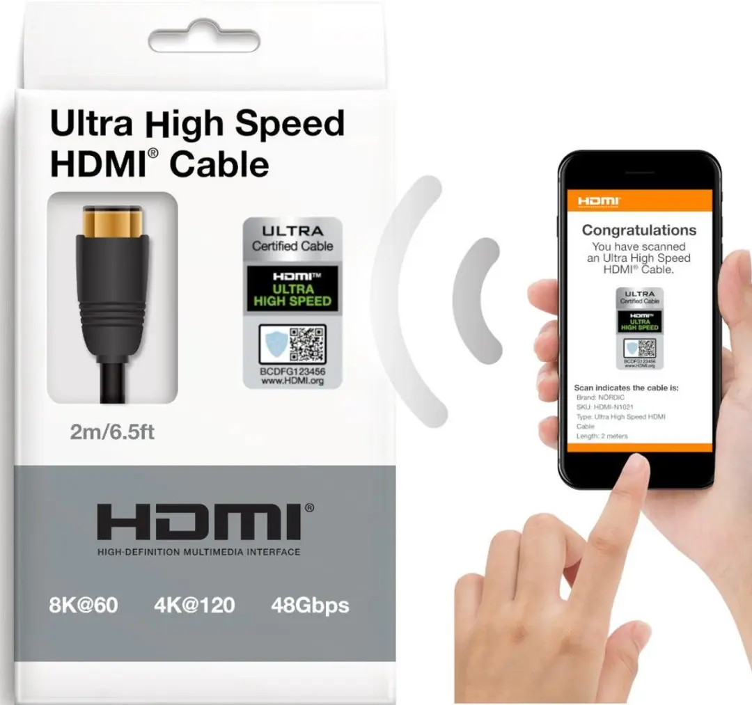 NÖRDIC HDMI-N1021 HDMI 2.1 Kabel 8K60Hz 2m - Zwart