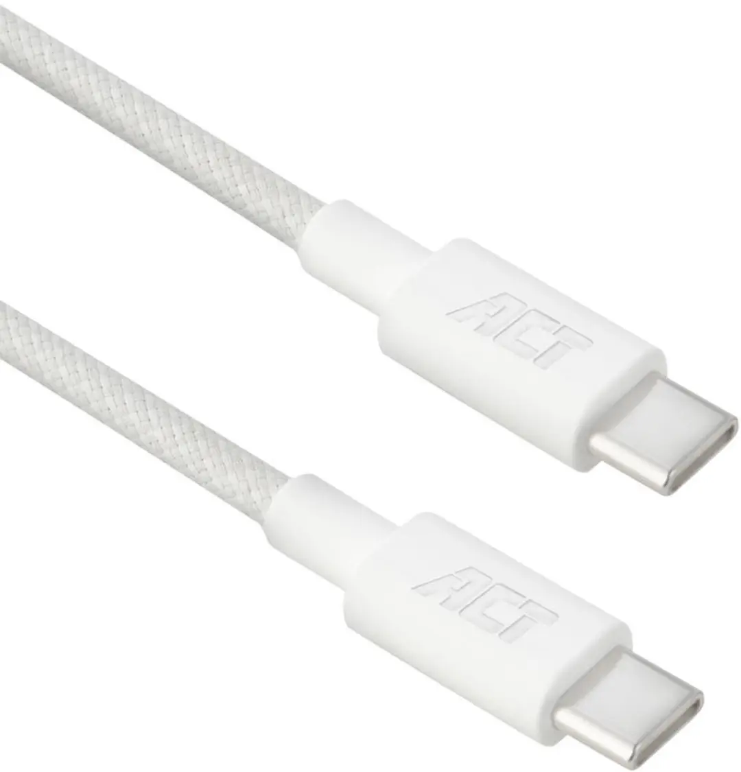 ACT USB 2.0 240W laad- en datakabel USB-C naar USB-C, wit, 1 meter AC3084