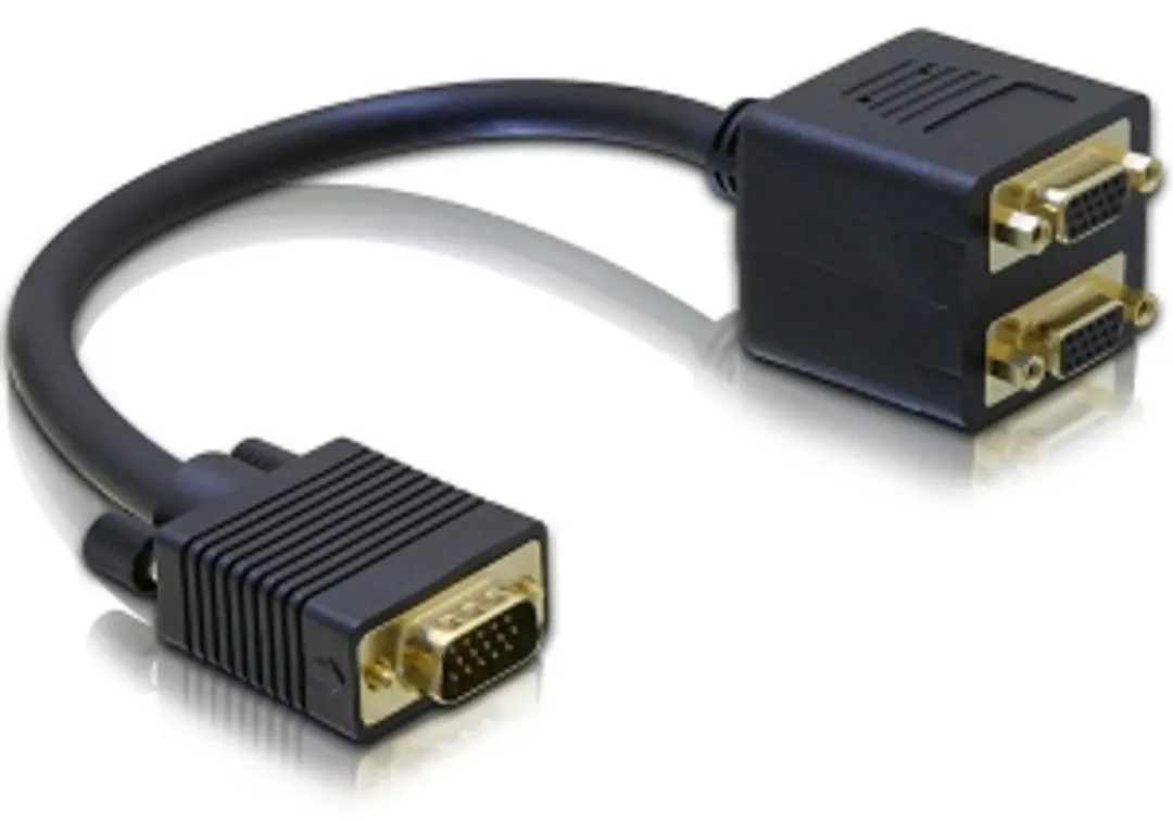 Delock VGA Adapter Mannelijk naar 2x VGA Vrouwelijk - Zwart