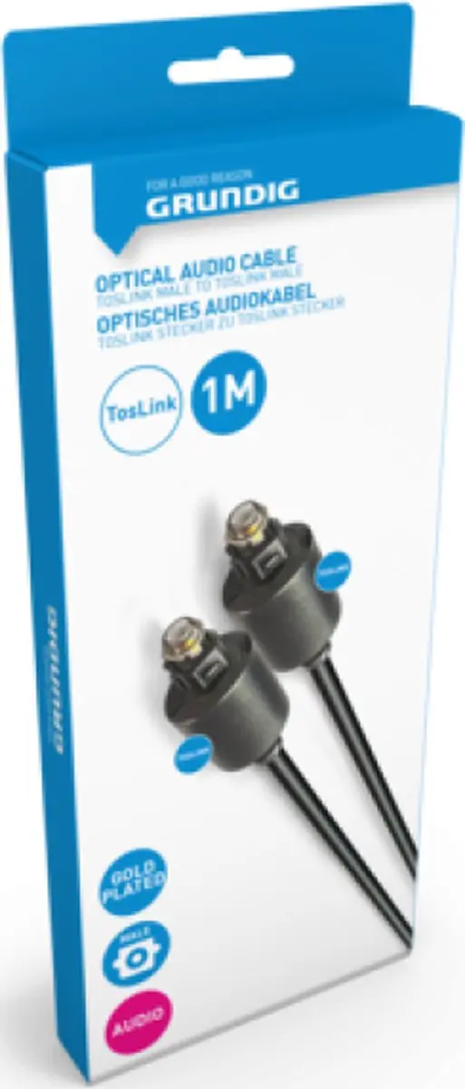 Grundig Glasvezel Audiokabel TosLink 1m - Zwart