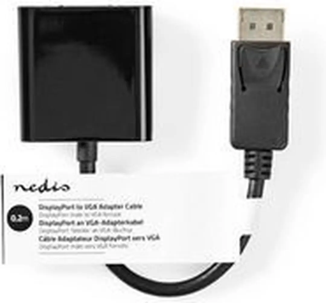 Nedis DisplayPort naar VGA Adapter 1080p - 0.2m - Zwart